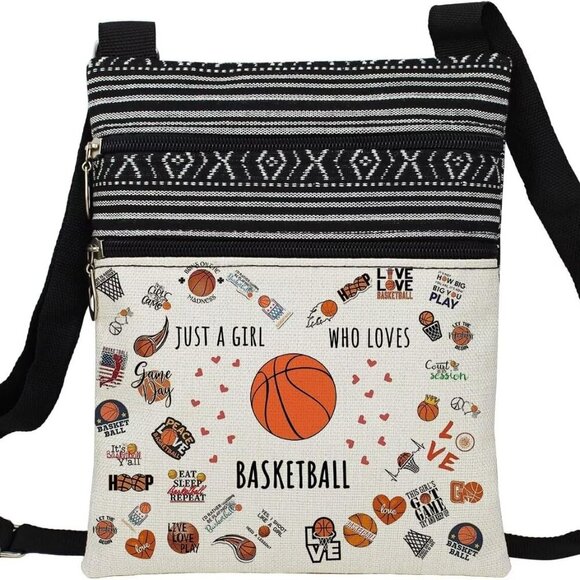 Basketball Messenger Bag Ethnic Pattern Lightweight Small Adjustable Strap - Picture 1 of 7